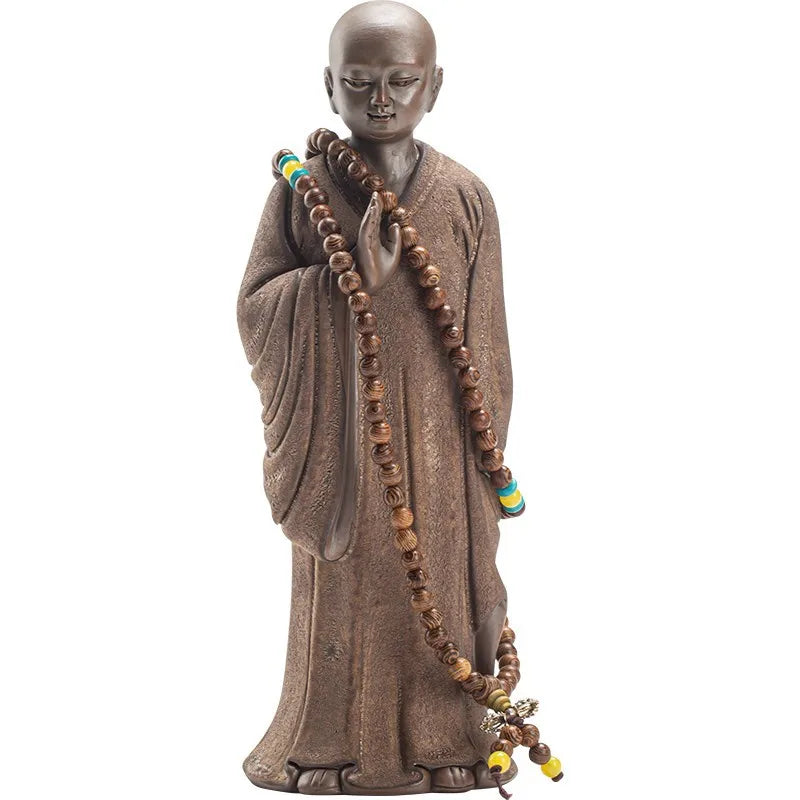 Estátua de Monge Meditando com Japamala – Equilíbrio e Serenidade em Cada Detalhe