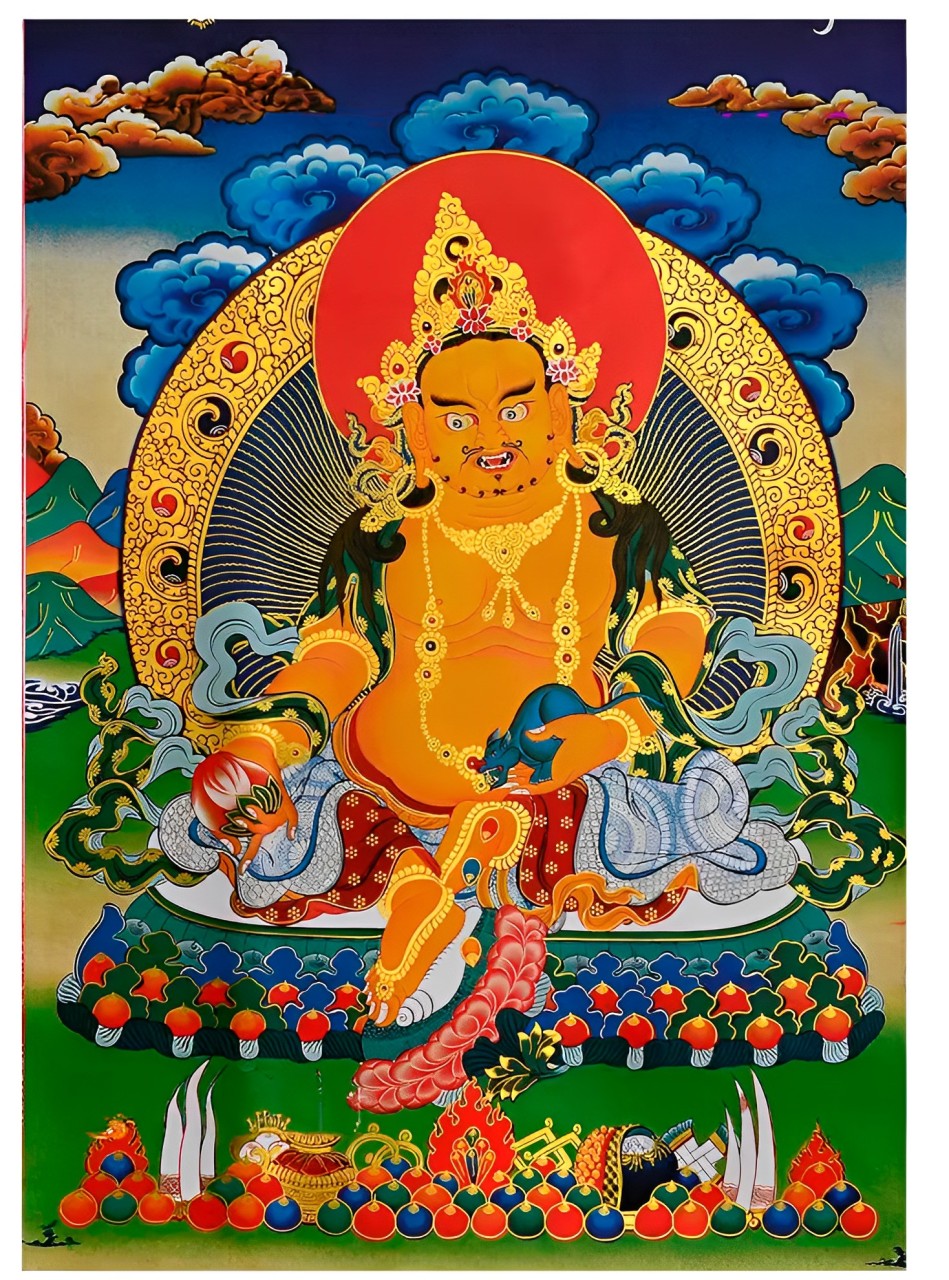 Thangka de Jambhala Amarelo – O Deus da Riqueza e Prosperidade