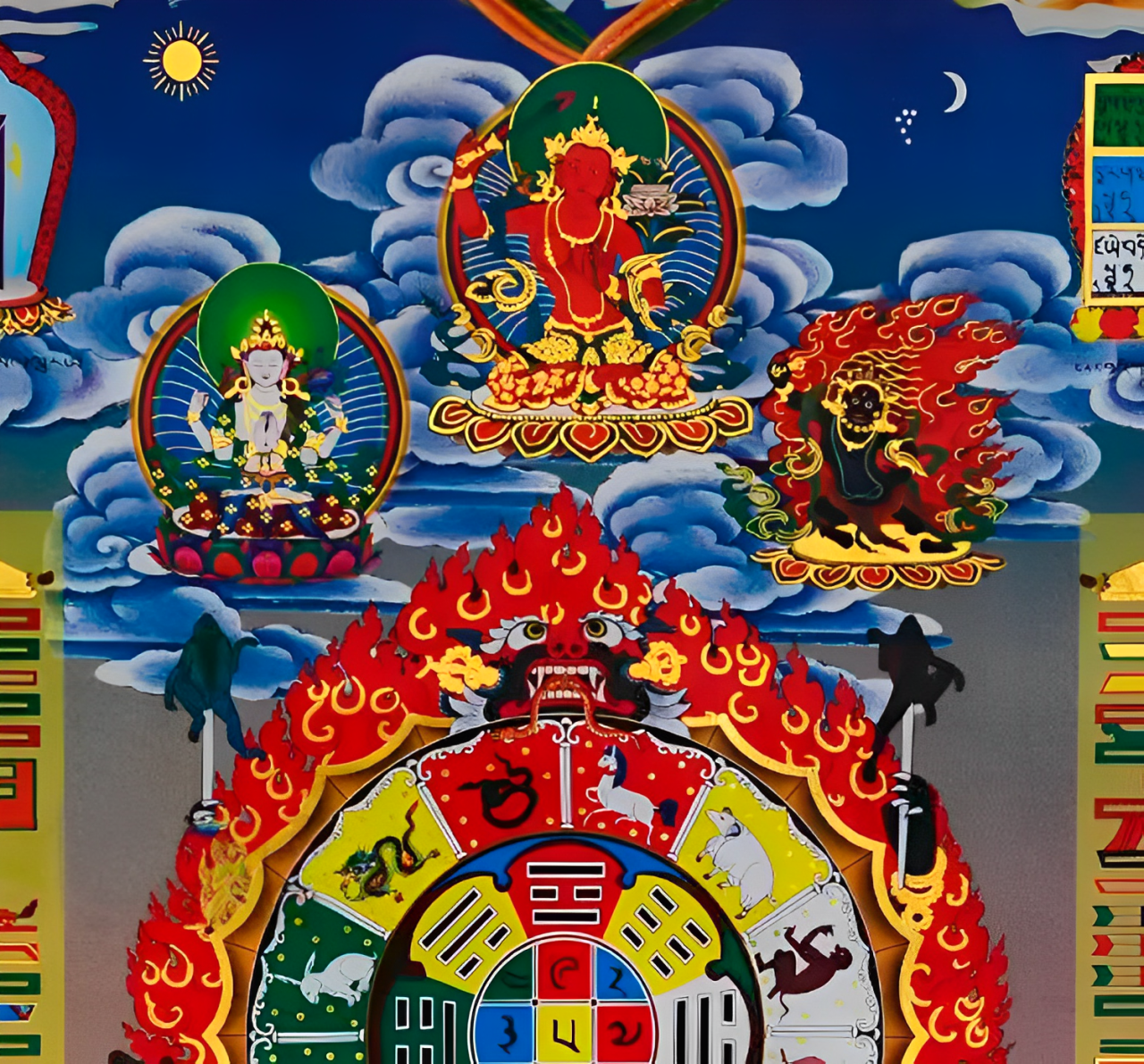 Thangka Mandala dos Nove Palácios e Oito Diagramas – Arte Sagrada para Equilíbrio e Proteção