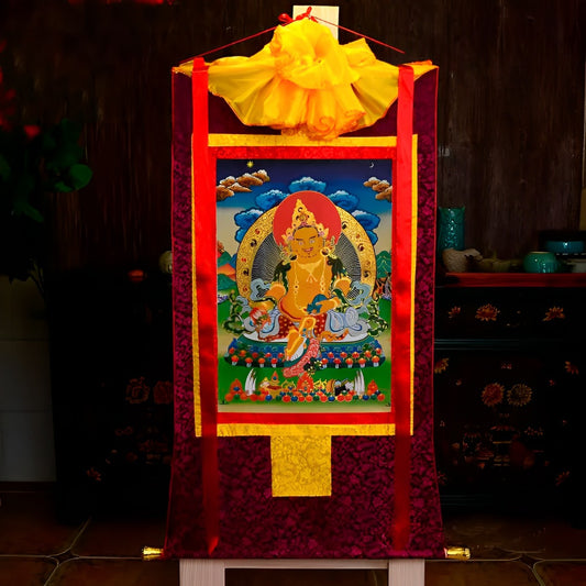 Thangka de Jambhala Amarelo – O Deus da Riqueza e Prosperidade