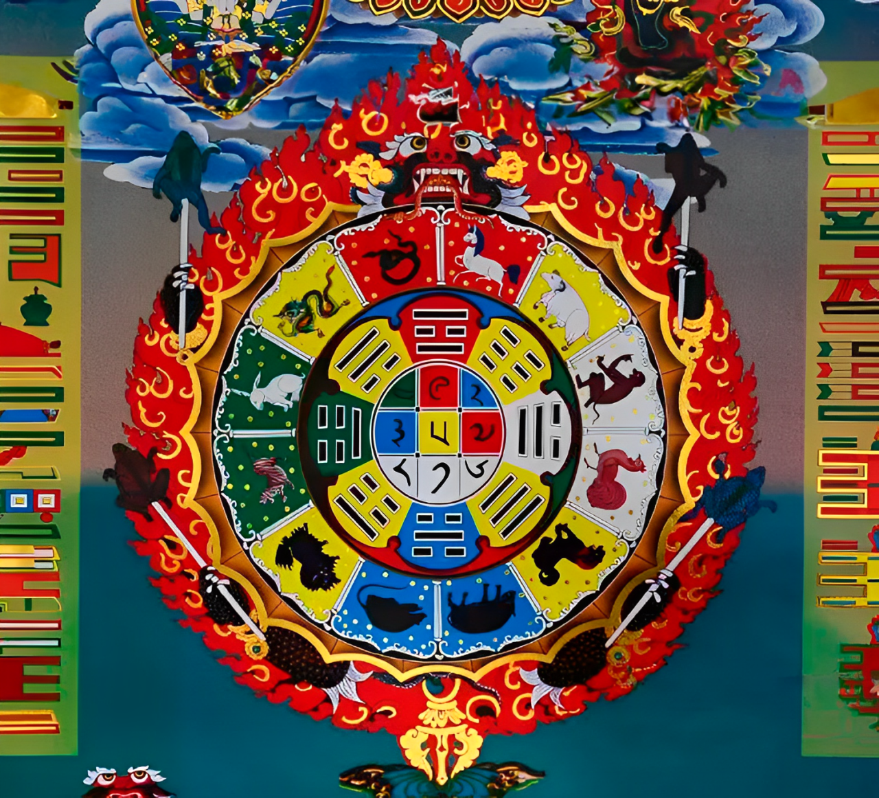 Thangka Mandala dos Nove Palácios e Oito Diagramas – Arte Sagrada para Equilíbrio e Proteção